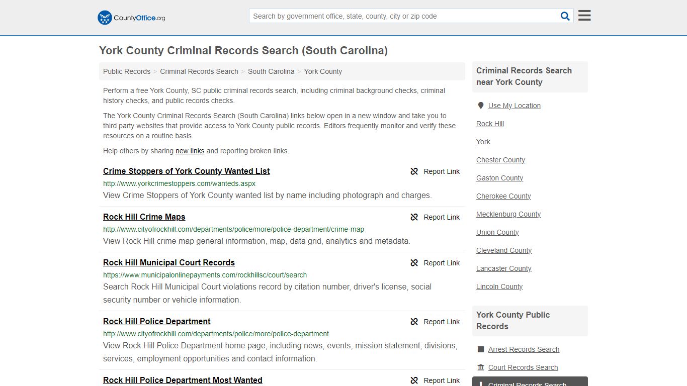 York County Criminal Records Search (South Carolina) - County Office