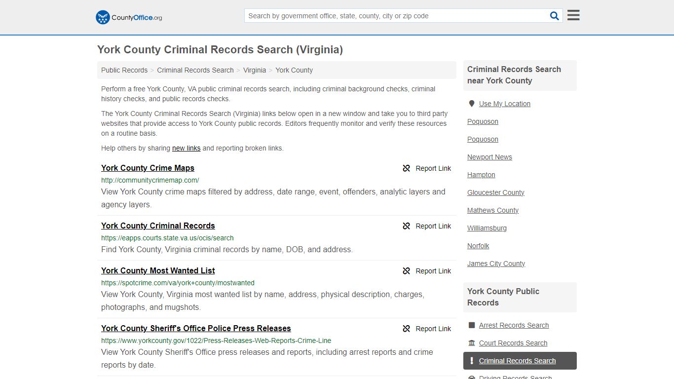 Criminal Records Search - York County, VA (Arrests, Jails & Most Wanted ...